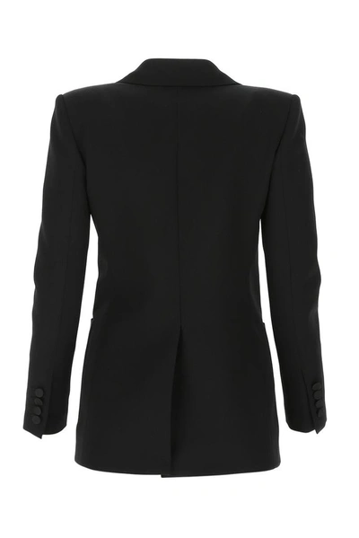 Shop Saint Laurent Double Breasted Blazer In Black