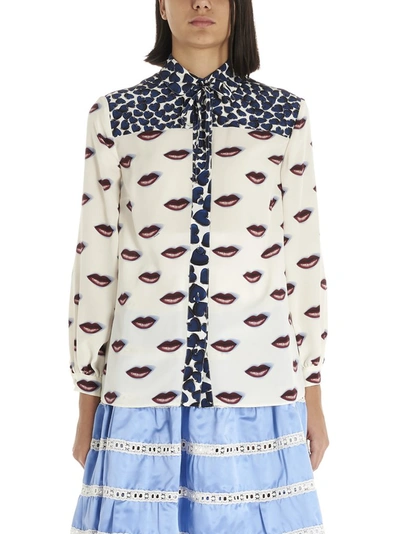 Shop Prada Lipstick Print Shirt In Multi