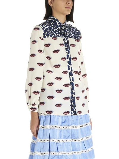 Shop Prada Lipstick Print Shirt In Multi