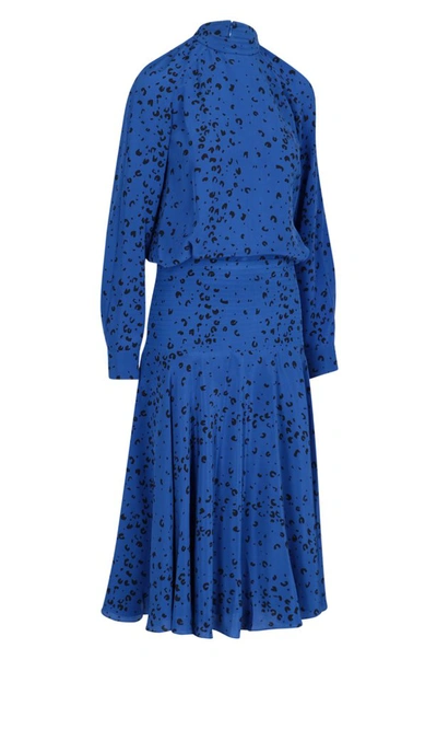 Shop Kenzo Drop Waist Midi Dress In Blue