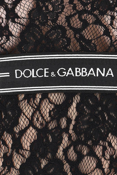 Shop Dolce & Gabbana Logo Trim Lace Tank Top In Black