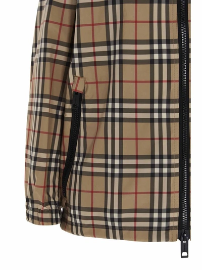 Shop Burberry Vintage Check Hooded Jacket In Beige