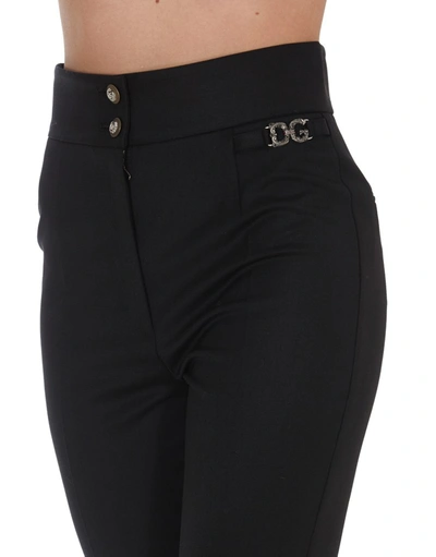 Shop Dolce & Gabbana Dg Embellished High Waisted Leggings In Black