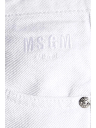 Shop Msgm Logo Print Denim Jeans In White
