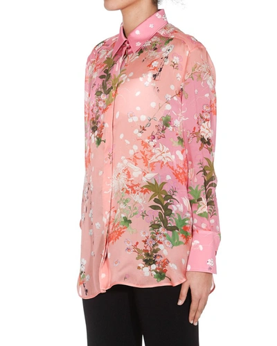 Shop Givenchy Floral Print Shirt In Pink