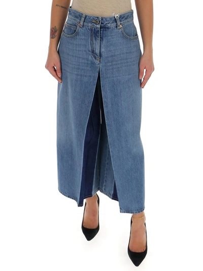 Shop Valentino Vgold Detailed Cropped Flared Jeans In Blue