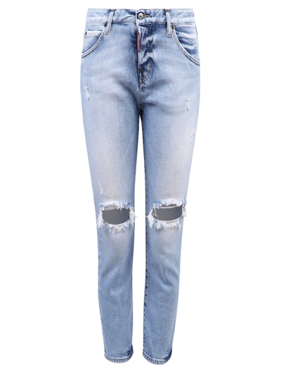 Shop Dsquared2 Distressed Cropped Slim In Blue