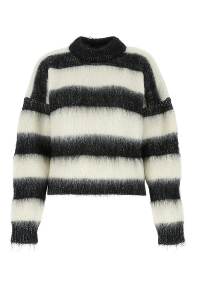 Shop Saint Laurent Striped Knitted Sweater In Multi
