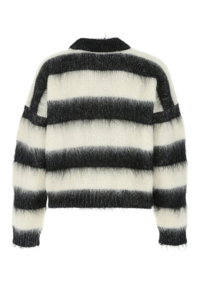 Shop Saint Laurent Striped Knitted Sweater In Multi