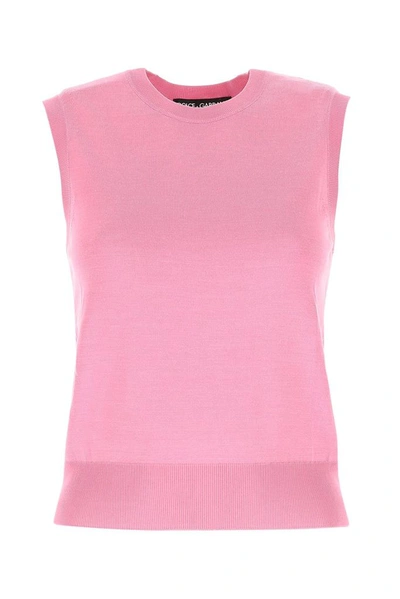 Shop Dolce & Gabbana Sleeveless Knitted Top In Pink