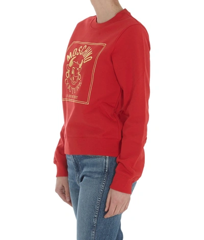 Shop Moschino Graphic Embroidered Sweatshirt In Red