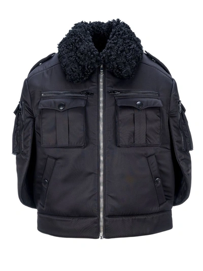 Shop Prada Military Bomber Jacket In Black