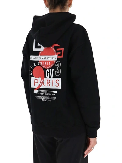 Shop Givenchy Paris Printed Hoodie In Black
