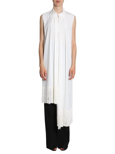 Shop Givenchy Fringed Asymmetric Sleeveless Top In White