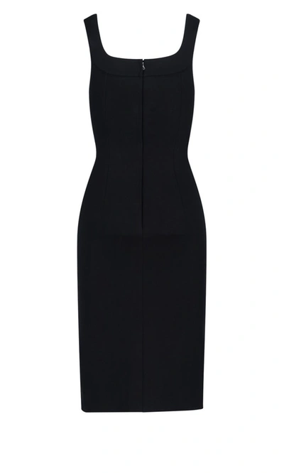 Shop Dolce & Gabbana Square Neckline Midi Dress In Black