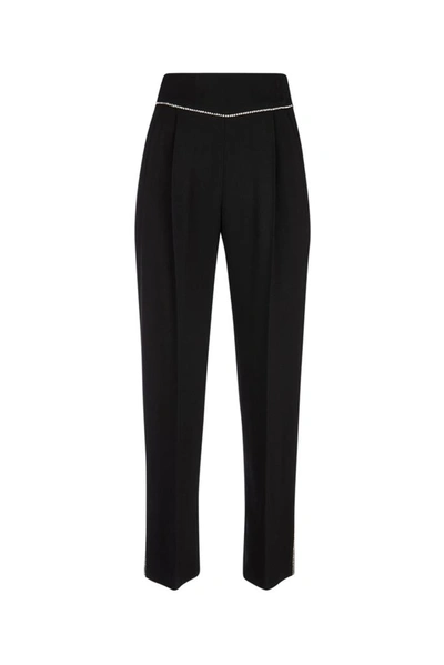 Shop Msgm Embellished Trim Tailored Trousers In Black