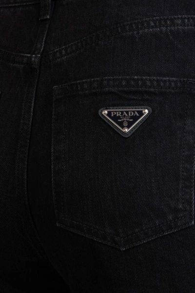 Shop Prada Straight Leg Jeans In Black