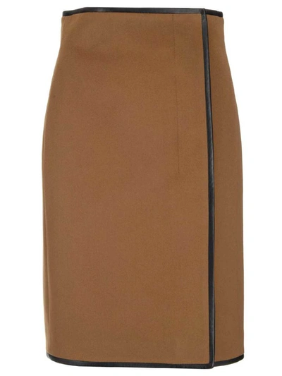 Shop Saint Laurent Belted Wrap Skirt In Brown