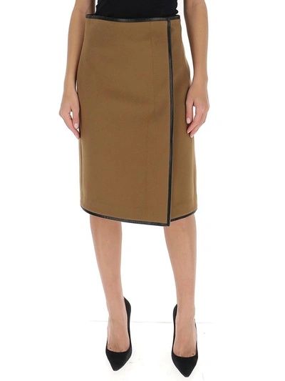 Shop Saint Laurent Belted Wrap Skirt In Brown