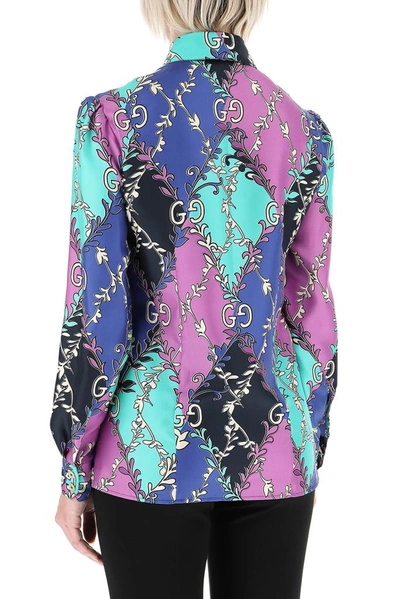 Shop Gucci Mixed Printed Pussybow Blouse In Multi