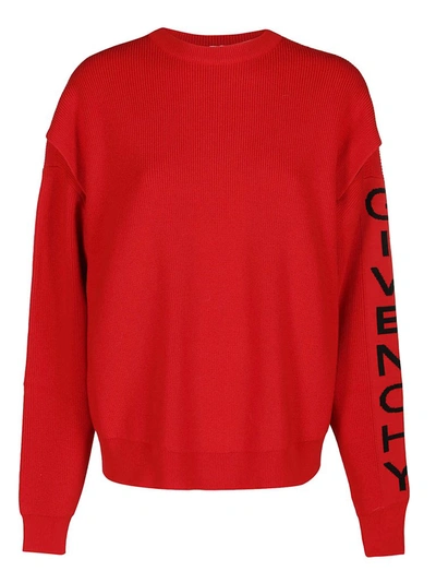 Shop Givenchy Logo Knitted Sweater In Red