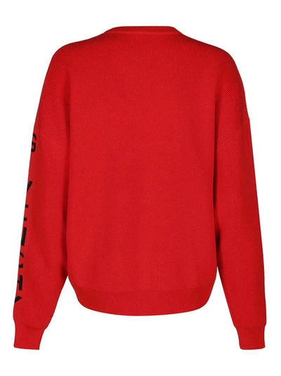 Shop Givenchy Logo Knitted Sweater In Red
