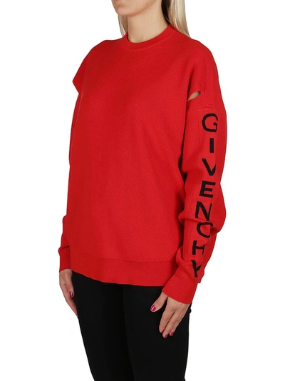 Shop Givenchy Logo Knitted Sweater In Red