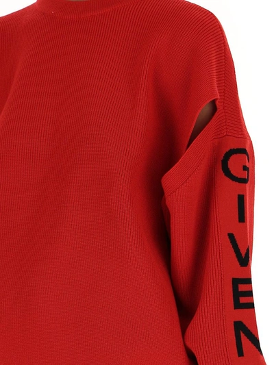 Shop Givenchy Logo Knitted Sweater In Red