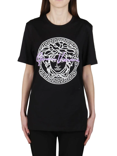 Shop Versace Medusa Print T In Black