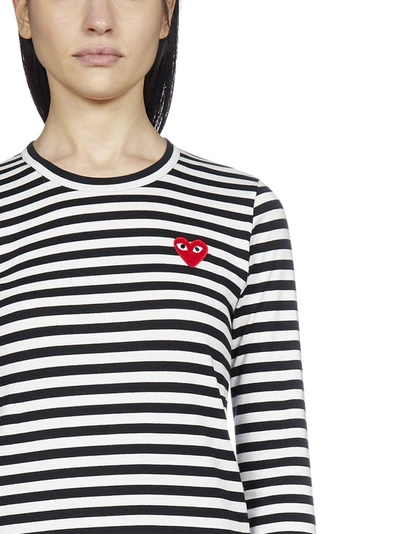 Shop Comme Des Garçons Play Striped Long In Black