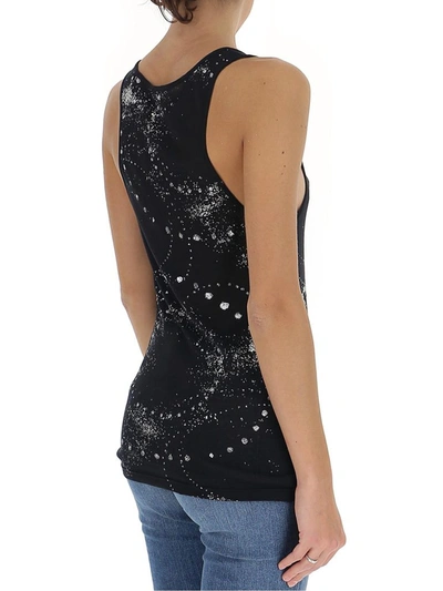 Shop Saint Laurent Glitter Swirl Print Tank Top In Black