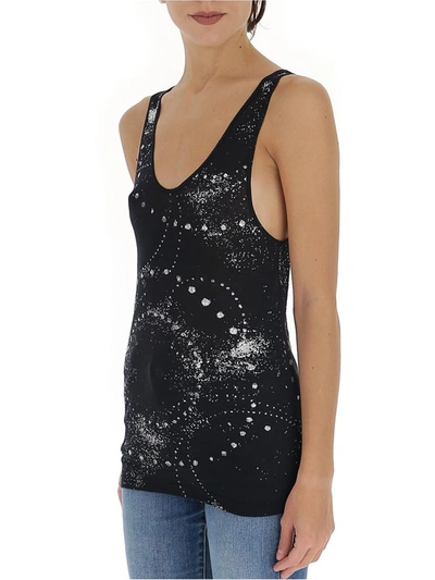 Shop Saint Laurent Glitter Swirl Print Tank Top In Black