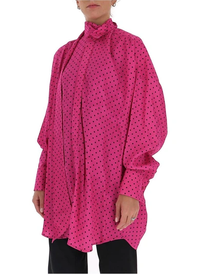 Shop Balenciaga Tuxedo Scarf Shirt In Pink
