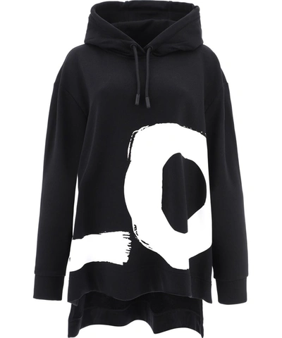 Shop Burberry Love Print Oversized Hoodie In Black