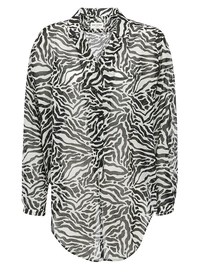 Shop Saint Laurent Zebra Printed Oversize Shirt In Multi