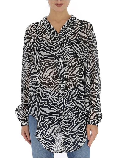 Shop Saint Laurent Zebra Printed Oversize Shirt In Multi