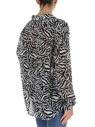 Shop Saint Laurent Zebra Printed Oversize Shirt In Multi