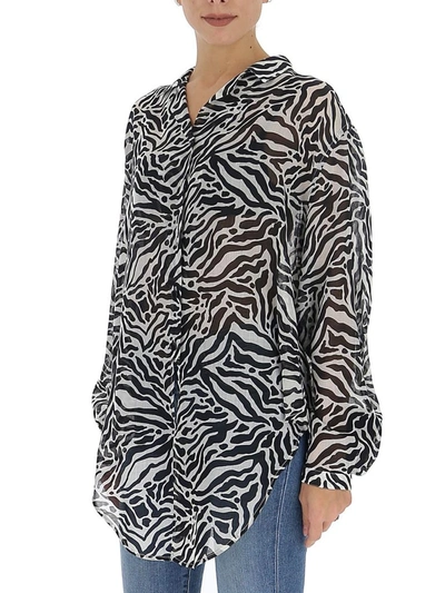 Shop Saint Laurent Zebra Printed Oversize Shirt In Multi