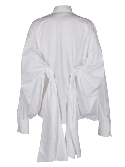 Shop Valentino Wide Sleeve Gathered Shirt In White