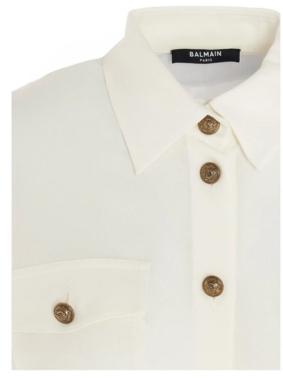 Shop Balmain Buttoned Tailored Shirt In White