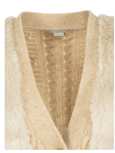 Shop Stella Mccartney Faux Fur Knit Cardigan In Beige