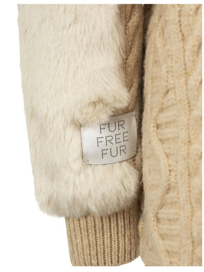 Shop Stella Mccartney Faux Fur Knit Cardigan In Beige