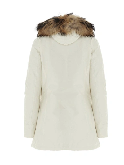 Shop Woolrich Fur Trim Hooded Arctic Parka In White