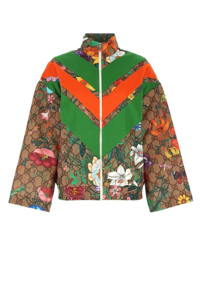 Shop Gucci Gg Flora Print Zipped Jacket In Multi