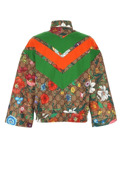 Shop Gucci Gg Flora Print Zipped Jacket In Multi