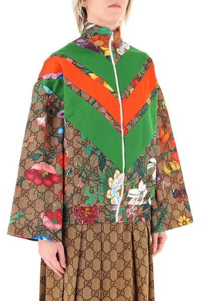 Shop Gucci Gg Flora Print Zipped Jacket In Multi