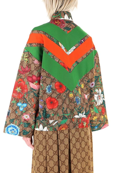 Shop Gucci Gg Flora Print Zipped Jacket In Multi