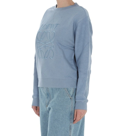 Shop Loewe Anagram Embroidered Sweatshirt In Blue