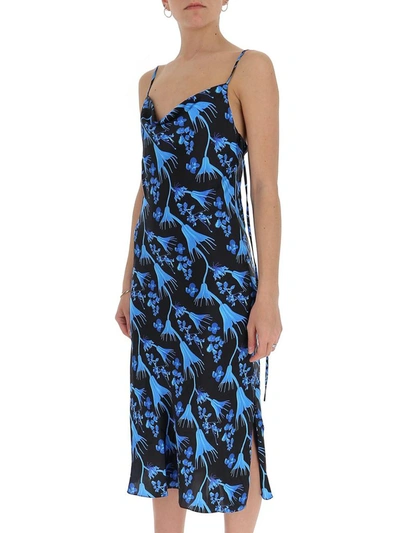 Shop Marine Serre Printed Slip Dress In Blue
