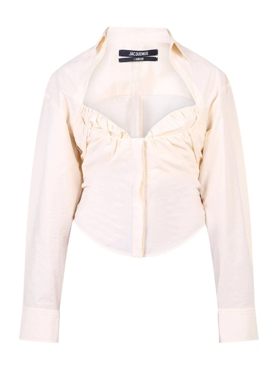 Shop Jacquemus Sweetheart Neckline Shirt In White